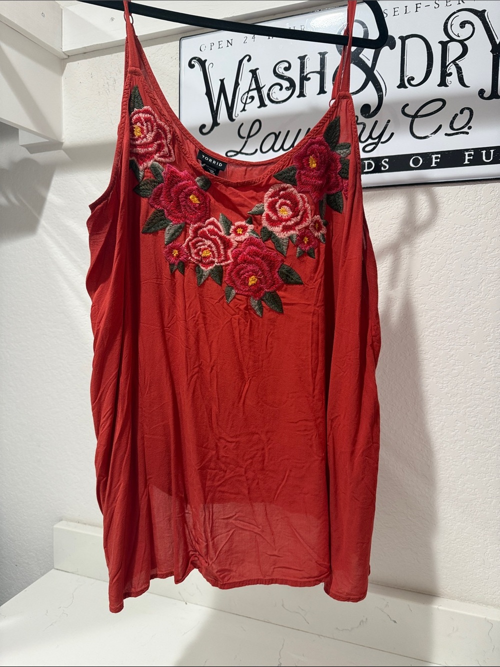 torrid Red Floral Embroidered Spaghetti Strap Camisole